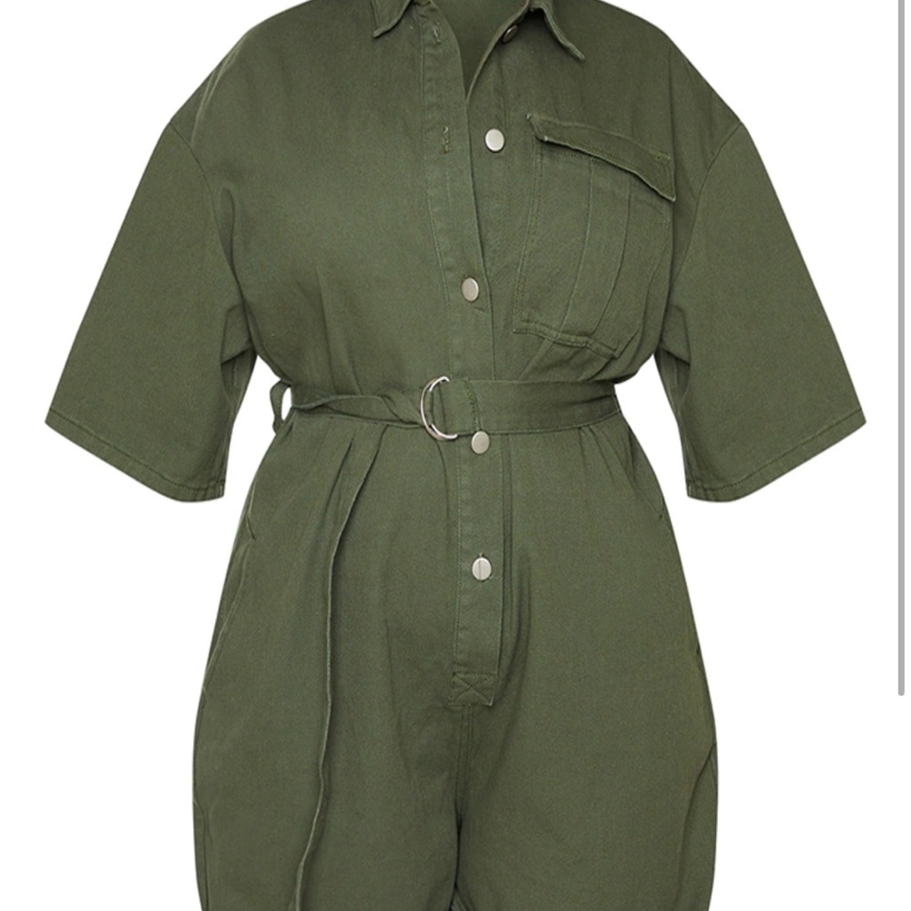 PrettyLittleThing Romper | Khaki Short Jumpsuit  | Size 18 | Olive Green | NWT